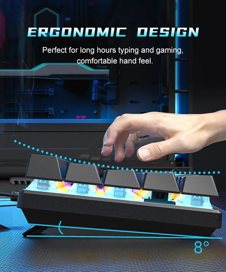 Teclado mecanico 60% gamer mechanical keyboards pc, laptop, mini keyboard