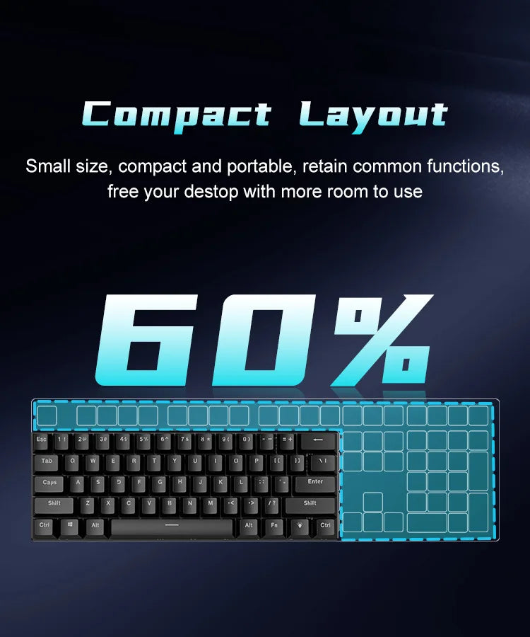 Teclado mecanico 60% gamer mechanical keyboards pc, laptop, mini keyboard