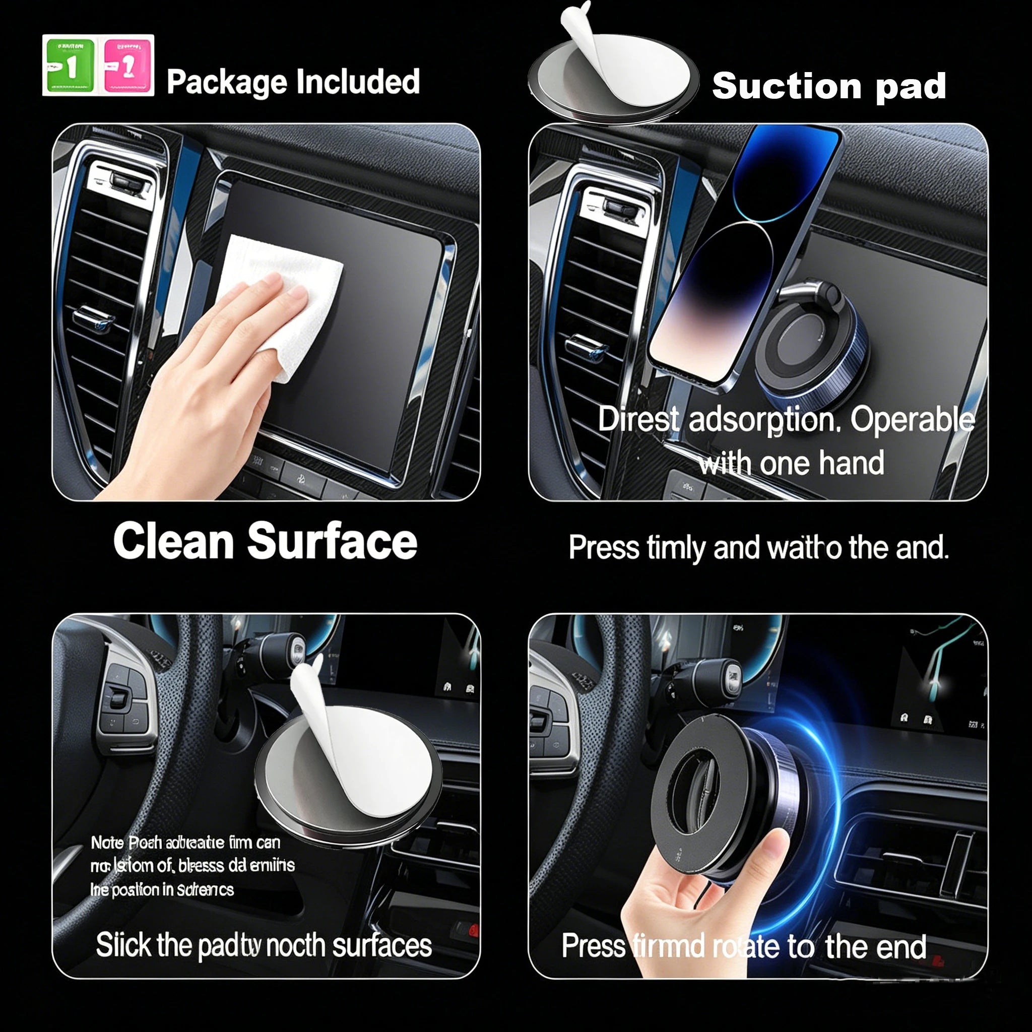 Magnetic Suction Cup Phone Mount for Magsafe 360° Adjustable Magnetic Car Phone Holder Pocket Size Foldable Car Mount