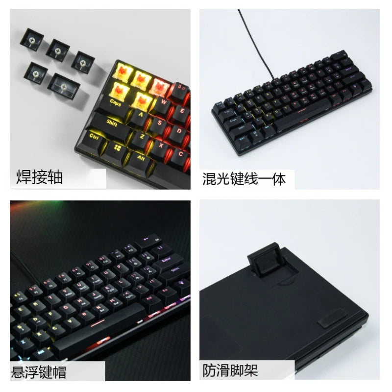 Teclado mecanico 60% gamer mechanical keyboards pc, laptop, mini keyboard