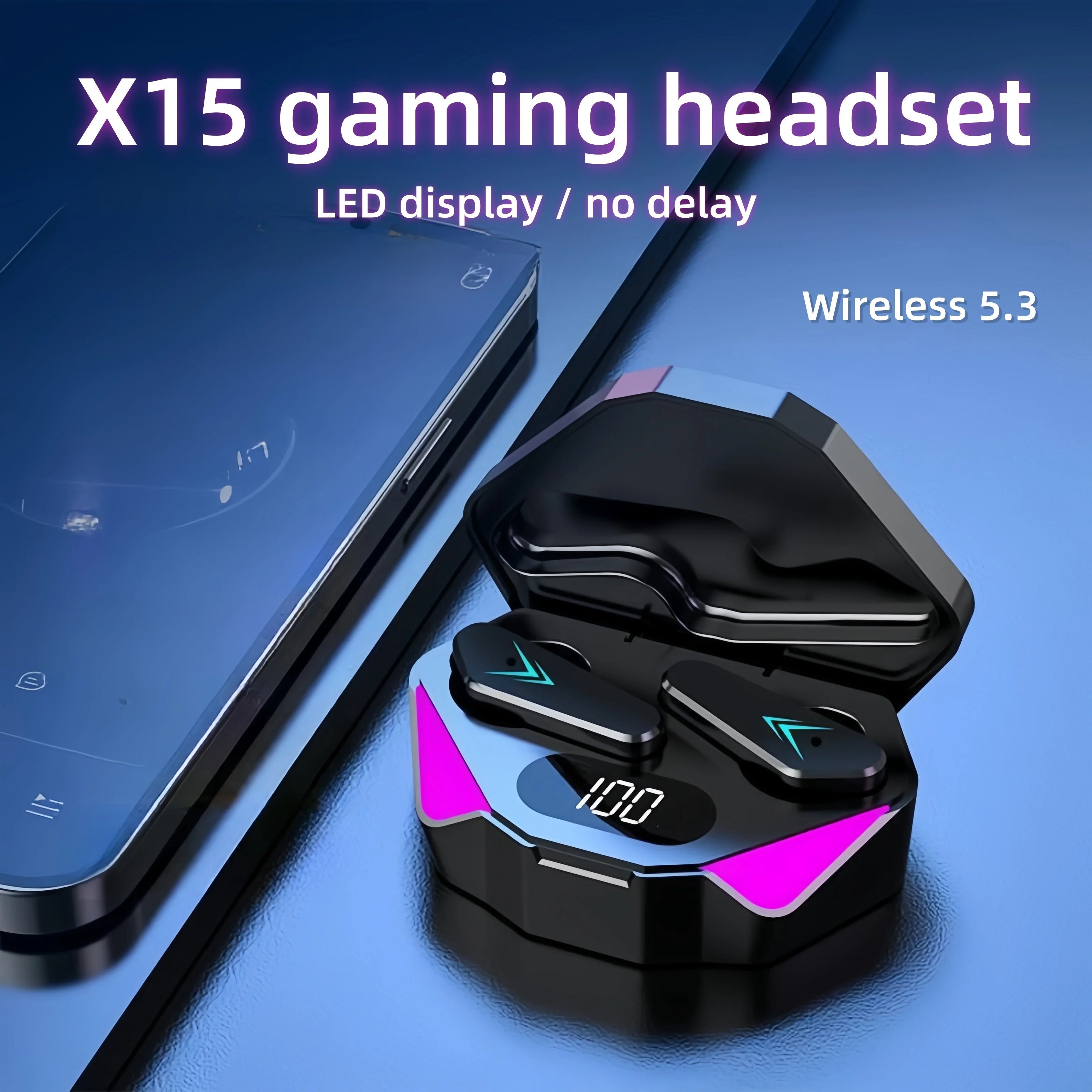 X15 TWS Wireless Bluetooth Headset LED with Mic Wireless Headphones Noise Cancelling