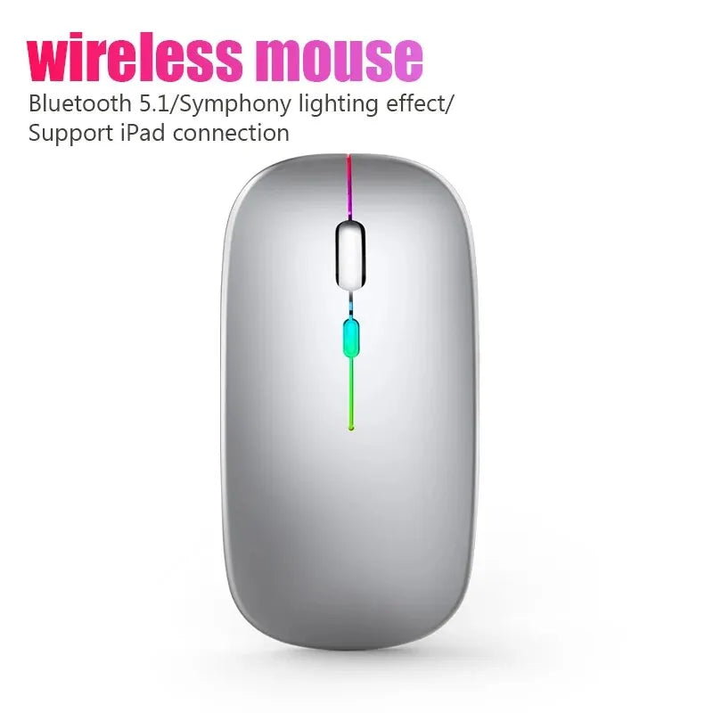 Wireless RGB Rechargeable Bluetooth Mouse, Wireless Computer Mouse, LED Backlit Ergonomic Gaming Mouse for Laptop PC 3600 DPI