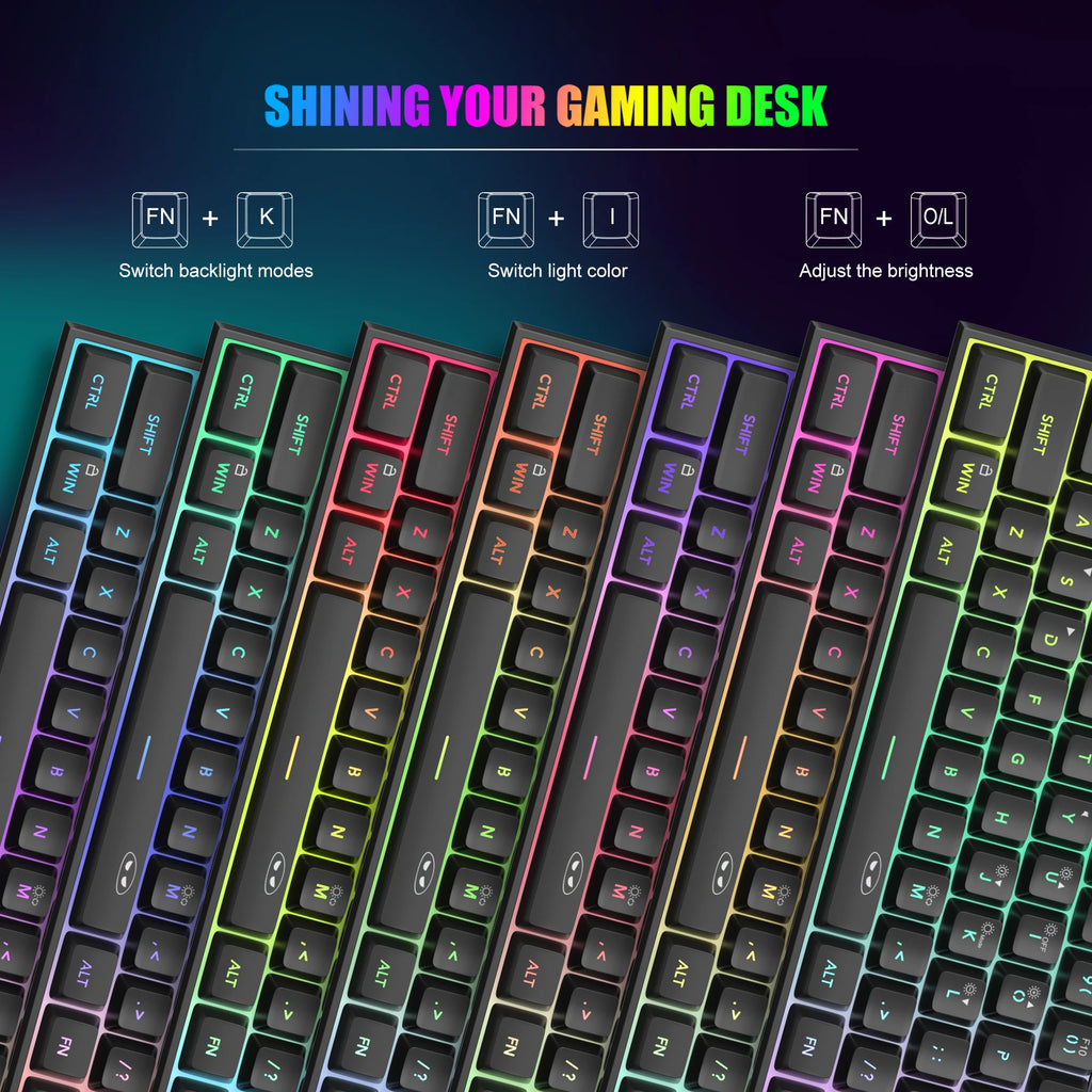 MageGee Mini 60% Gaming Keyboard, RGB Backlit 61 Key Ultra-Compact Keyboard, TS91 Ergonomic Waterproof