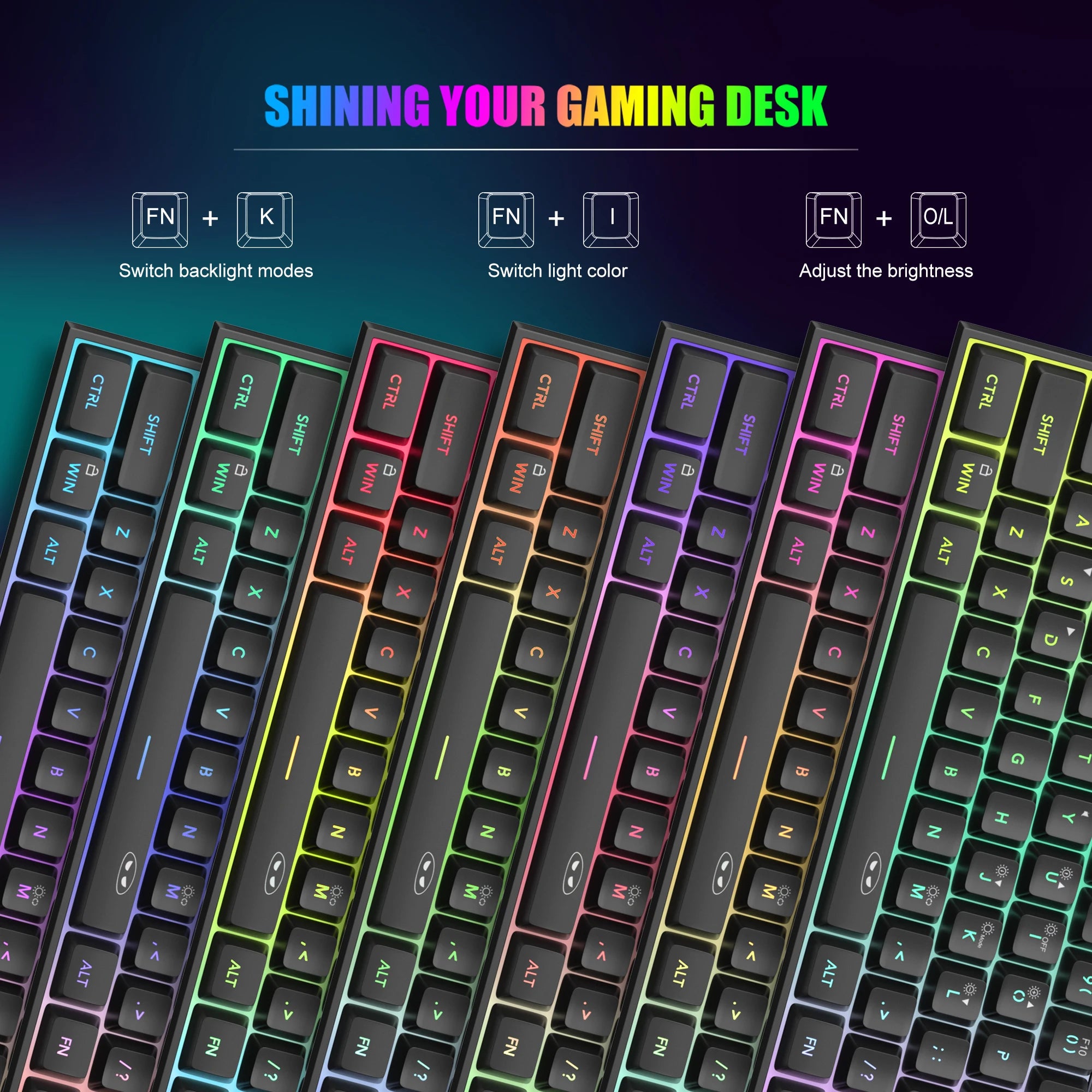 MageGee Mini 60% Gaming Keyboard, RGB Backlit 61 Key Ultra-Compact Keyboard, TS91 Ergonomic Waterproof
