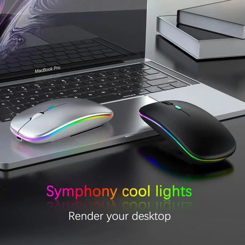 Wireless RGB Rechargeable Bluetooth Mouse, Wireless Computer Mouse, LED Backlit Ergonomic Gaming Mouse for Laptop PC 3600 DPI
